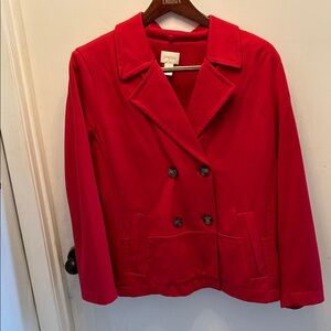 Chico's Vibrant Red Double-Breasted Peacoat